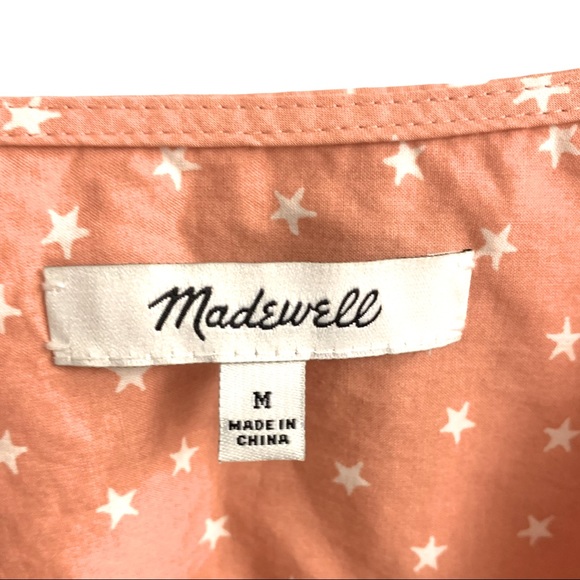 Madewell Star Scatter Print Wrap Top | Peach Coral Pink | Women’s Size Medium - Picture 5 of 12